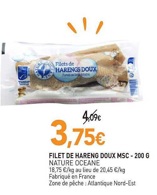 FILET DE HARENG DOUX MSC - 200 G NATURE OCEANE