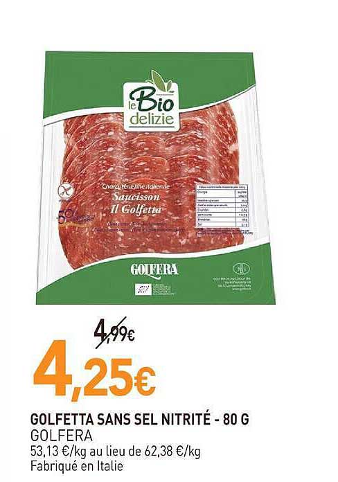GOLFETTA SANS SEL NITRITÉ - 80 G GOLFERA