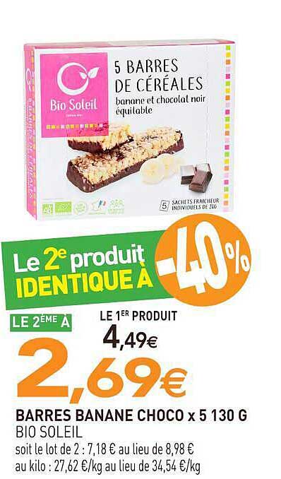 Le 2e produit identique à -40%