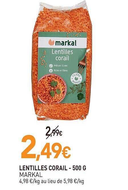LENTILLES CORAIL - 500 G MARKAL