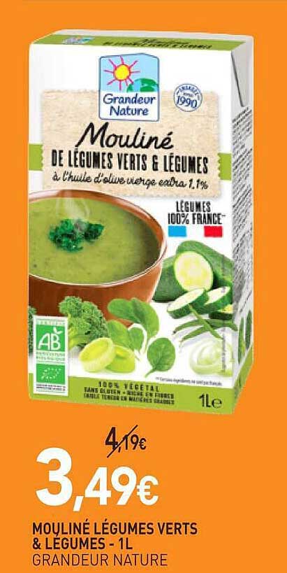 MOULINÉ LÉGUMES VERTS & LÉGUMES - 1L GRANDEUR NATURE