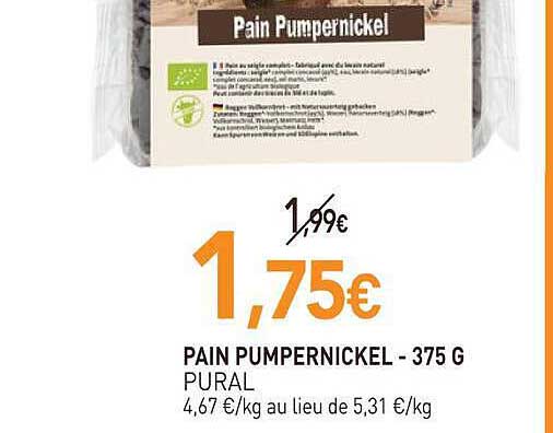 PAIN PUMPERNICKEL - 375 G PURAL