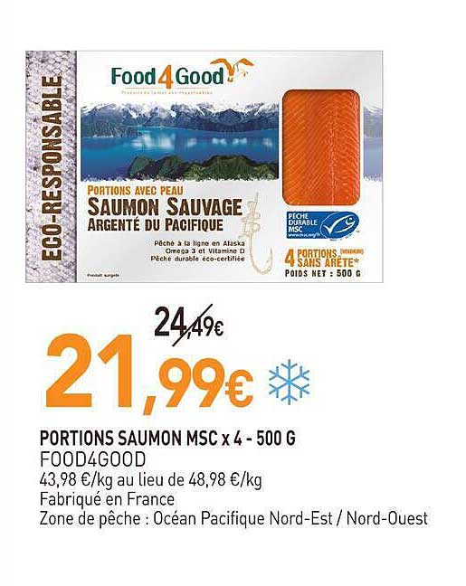 PORTIONS SAUMON MSC x 4 - 500 G FOOD4GOOD