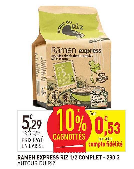 RAMEN EXPRESS RIZ 1/2 COMPLET - 280 G