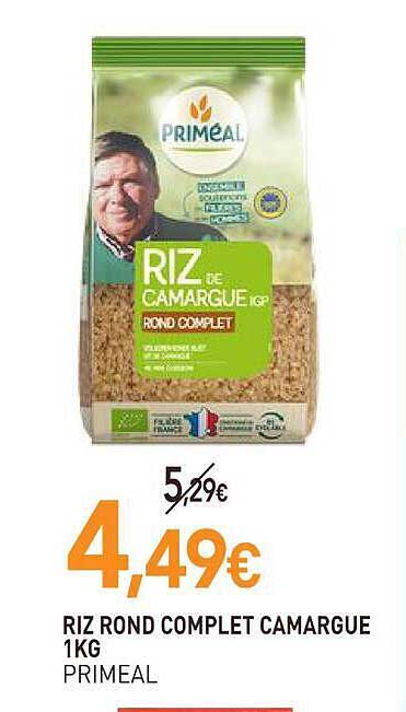 RIZ ROND COMPLET CAMARGUE 1KG PRIMEAL