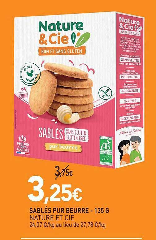 SABLÉS PUR BEURRE - 135 G NATURE ET CIE