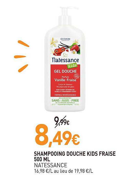 SHAMPOOING DOUCHE KIDS FRAISE 500 ML NATESSANCE