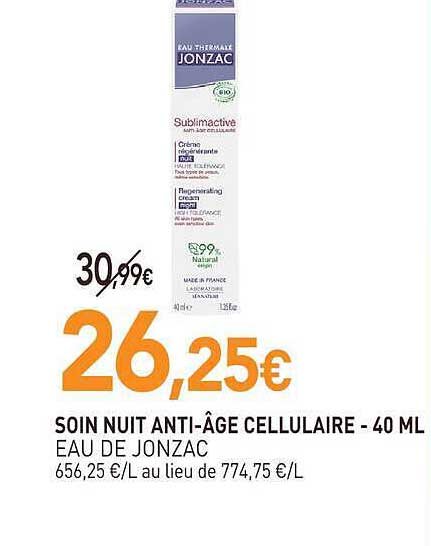 SOIN NUIT ANTI-ÂGE CELLULAIRE - 40 ML EAU DE JONZAC