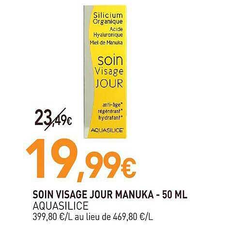 SOIN VISAGE JOUR MANUKA - 50 ML AQUASILICE