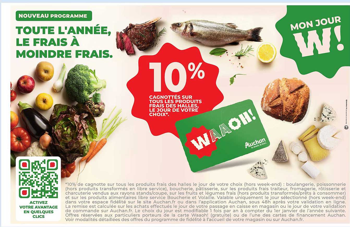 10% Cagnottés sur tous les produits frais des halles, le jour de votre choix*.