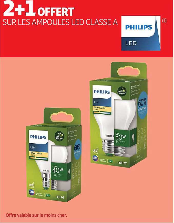 2+1 OFFERT SUR LES AMPOULES LED CLASSE A
