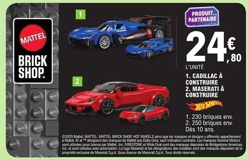 24€ 80 l'unité, Cadillac à construire et Maserati à construire