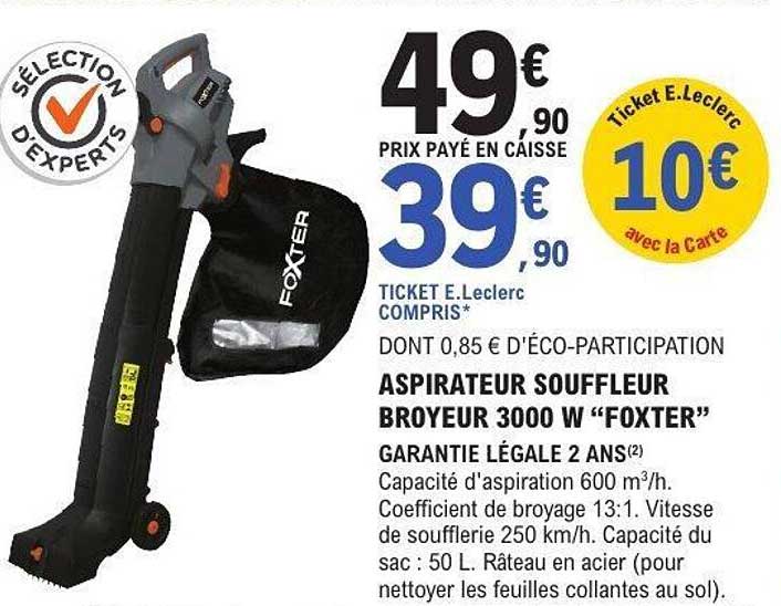 ASPIRATEUR SOUFFLEUR BROYEUR 3000 W "FOXTER"