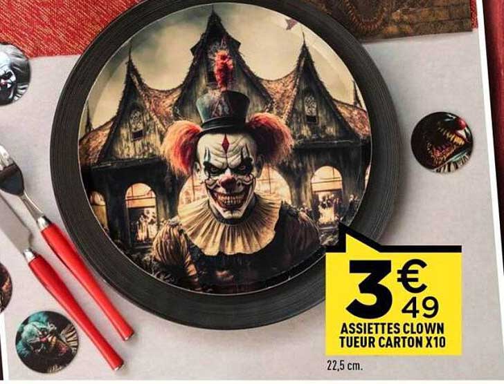 ASSIETTES CLOWN TUEUR CARTON X10