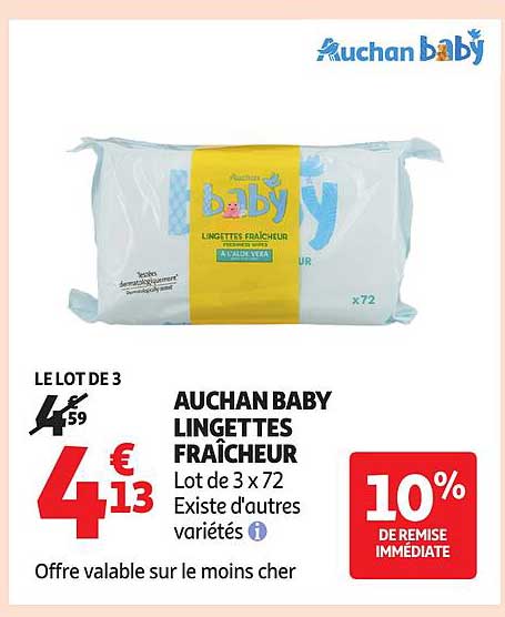 AUCHAN BABY Lingettes Fraîcheur
