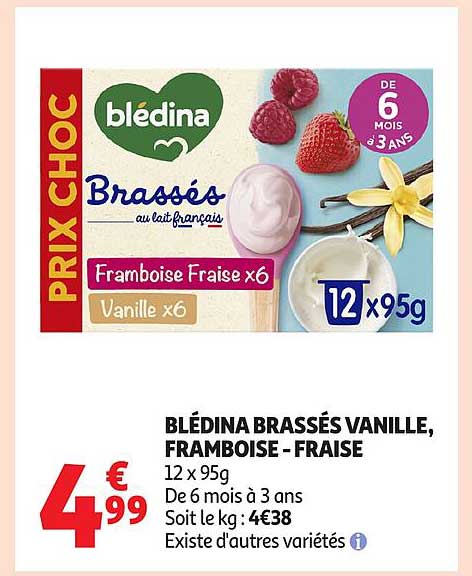 BLÉDINA BRASSÉS VANILLE, FRAMBOISE - FRAISE