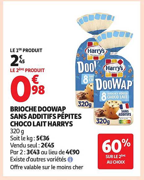 Brioche Doowap sans additifs pépites choco lait Harrys