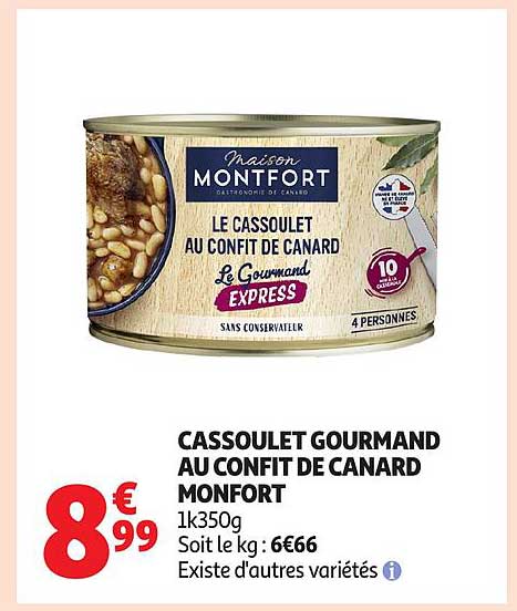 CASSOULET GOURMAND AU CONFIT DE CANARD MONFORT