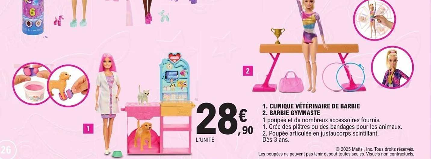 CLINIQUE VÉTÉRINAIRE DE BARBIE 1 poupée et de nombreux accessoires fournis.