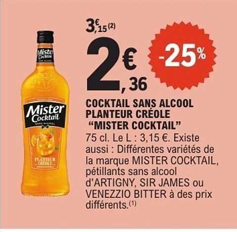 COCKTAIL SANS ALCOOL PLANTEUR CRÉOLE "MISTER COCKTAIL"