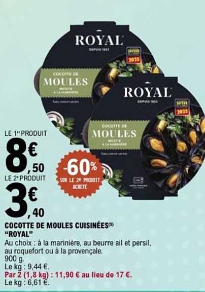 COCOTTE DE MOULES CUISINÉES® "ROYAL"