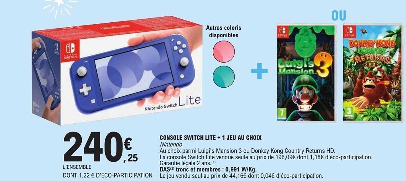 CONSOLE SWITCH LITE + 1 JEU AU CHOIX