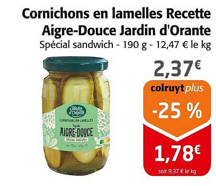 Cornichons en lamelles Recette Aigre-Douce Jardin d'Orante