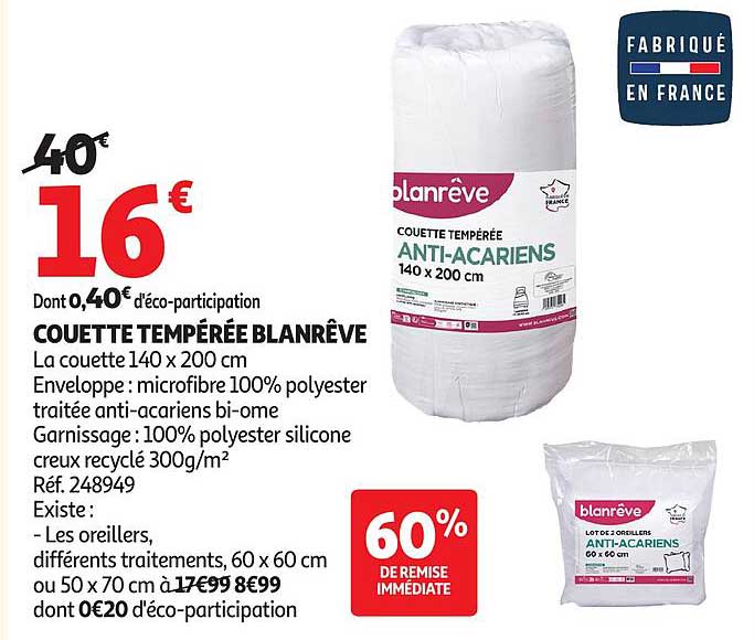 COUETTE TEMPÉRÉE BLANRÊVE