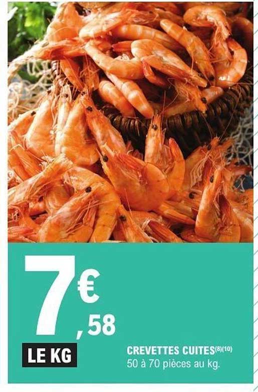 CREVETTES CUITES (8/10) 50 À 70 PIÈCES AU KG