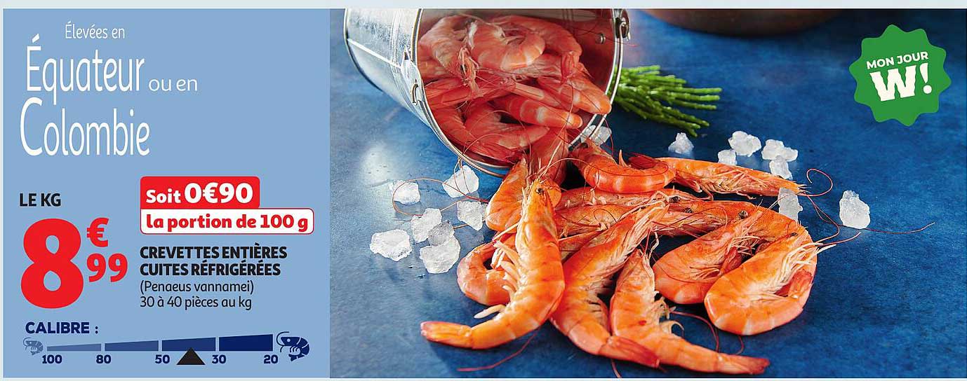 CREVETTES ENTIERES CUITES RÉFRIGÉRÉES (Penaeus vannamei)