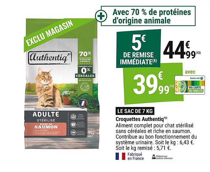 Croquettes Authentiq au Saumon pour Chat Stérilisé