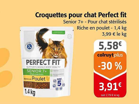 Croquettes pour chat Perfect fit Senior 7+ - Riche en poulet - 1,4 kg
