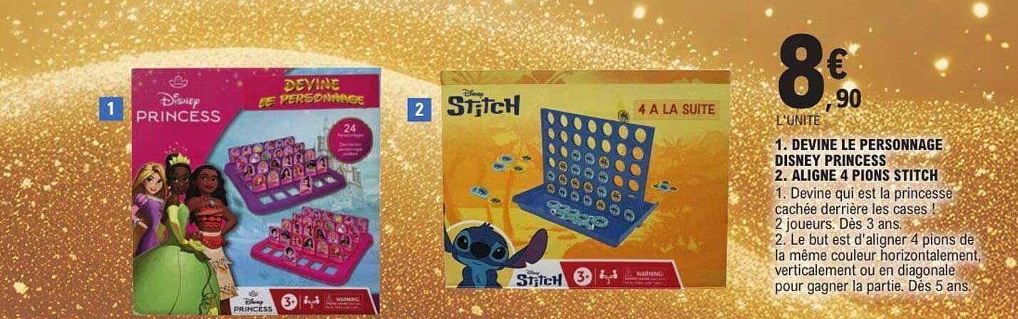 DEVINE LE PERSONNAGE DISNEY PRINCESS & ALIGNE 4 PIONS STITCH