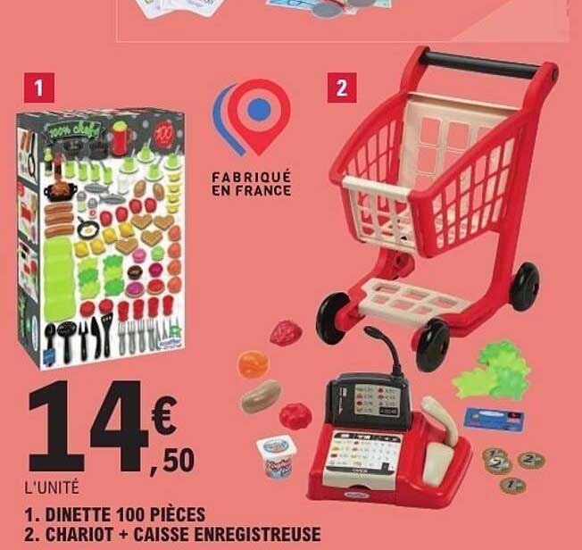 Dinette 100 pièces + Chariot + Caisse enregistreuse