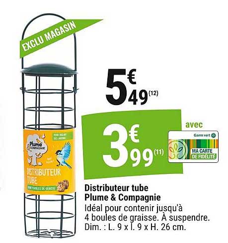 Distributeur tube Plume & Compagnie