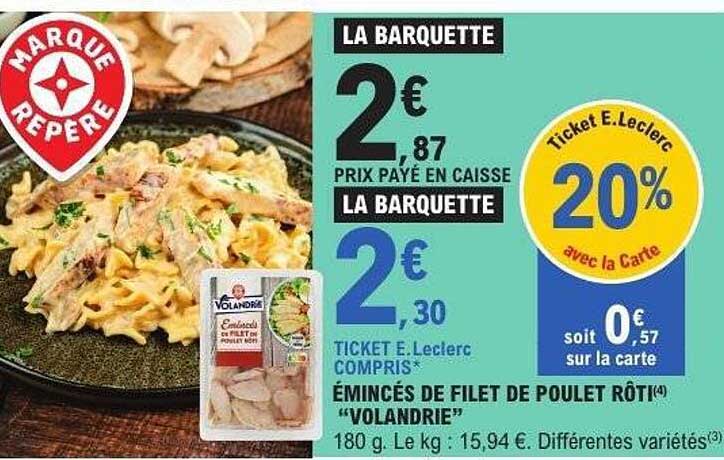 ÉMINCÉS DE FILET DE POULET RÔTI "VOLANDRIE"
