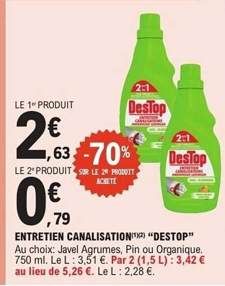 ENTRETIEN CANALISATION 2 en 1 "DESTOP"