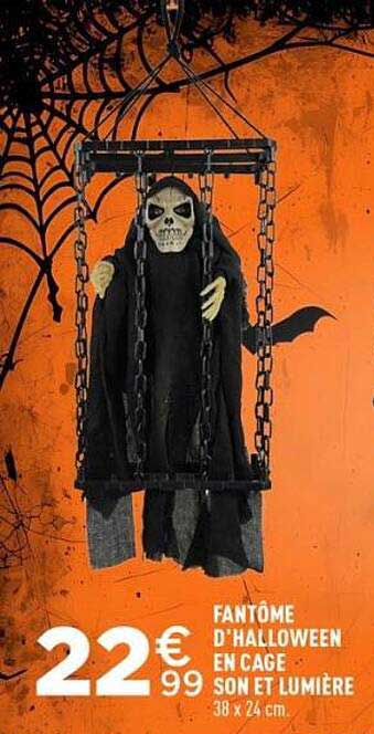 FANTÔME D'HALLOWEEN EN CAGE SON ET LUMIÈRE