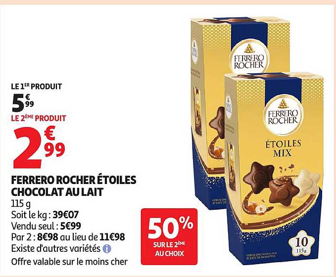 FERRERO ROCHER ÉTOILES CHOCOLAT AU LAIT