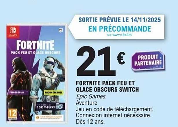 FORTNITE PACK FEU ET GLACE OBSCURS SWITCH