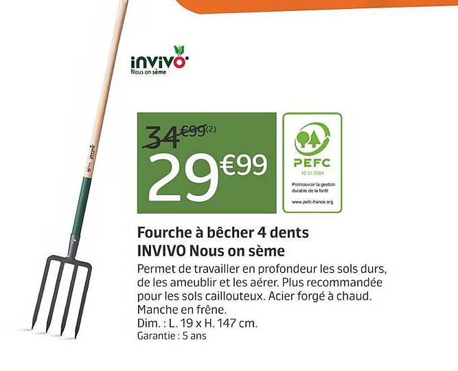 Fourche à bêcher 4 dents INVIVO Nous on sème