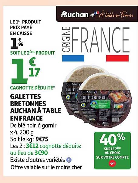Galettes Bretonnes Auchan à Table en France