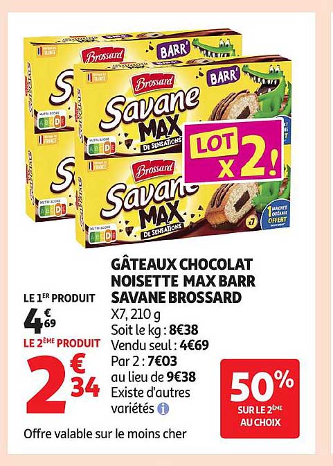 GÂTEAUX CHOCOLAT NOISETTE MAX BARR SAVANE BROSSARD