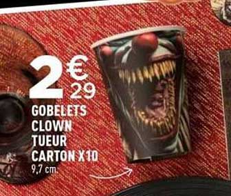 Gobelets Clown Tueur Carton x10
