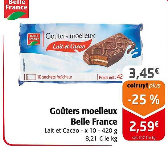 Goûters moelleux Belle France Lait et Cacao - x 10 - 420 g