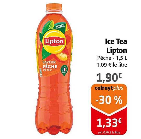 Ice Tea Lipton - Saveur Pêche - 30 % de réduction