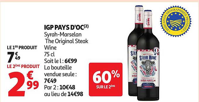 IGP PAYS D'OC Syrah-Marselan The Original Steak Wine 75 cl