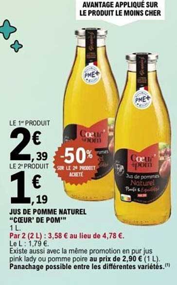 JUS DE POMME NATUREL “CŒUR DE POM’”