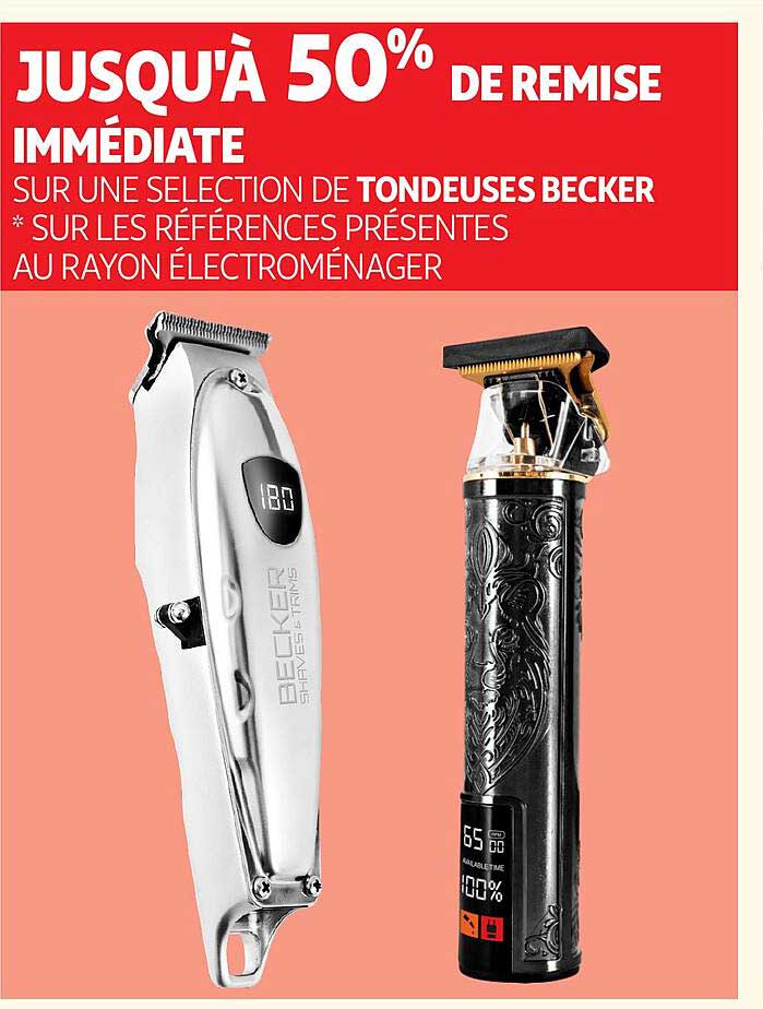 JUSQU'À 50% DE REMISE IMMEDIATE SUR UNE SÉLECTION DE TONDEUSES BECKER