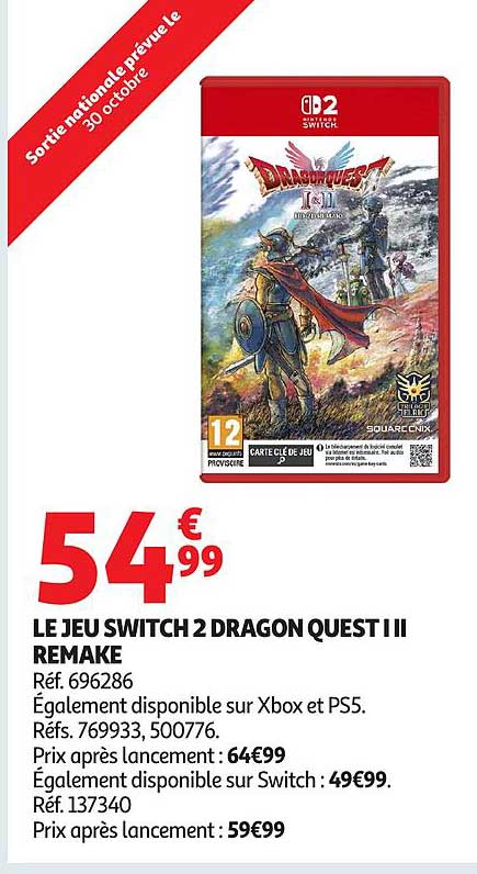 LE JEU SWITCH 2 DRAGON QUEST I II REMAKE